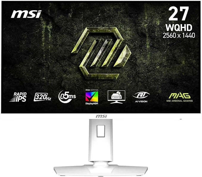 MSI 27 MAG 274QRFW X32, Gaming Monitör, WQHD, 16:9, Flat, Rapid IPS, 320Hz, 0.5ms (Min.), Freesync Premium, Pivot, Beyaz